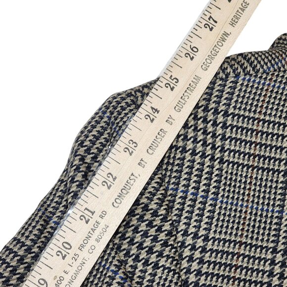Oscar De La Renta Mens Tailored Checkered Blazer 42R Wool Blend Brown & Black - Picture 8 of 13